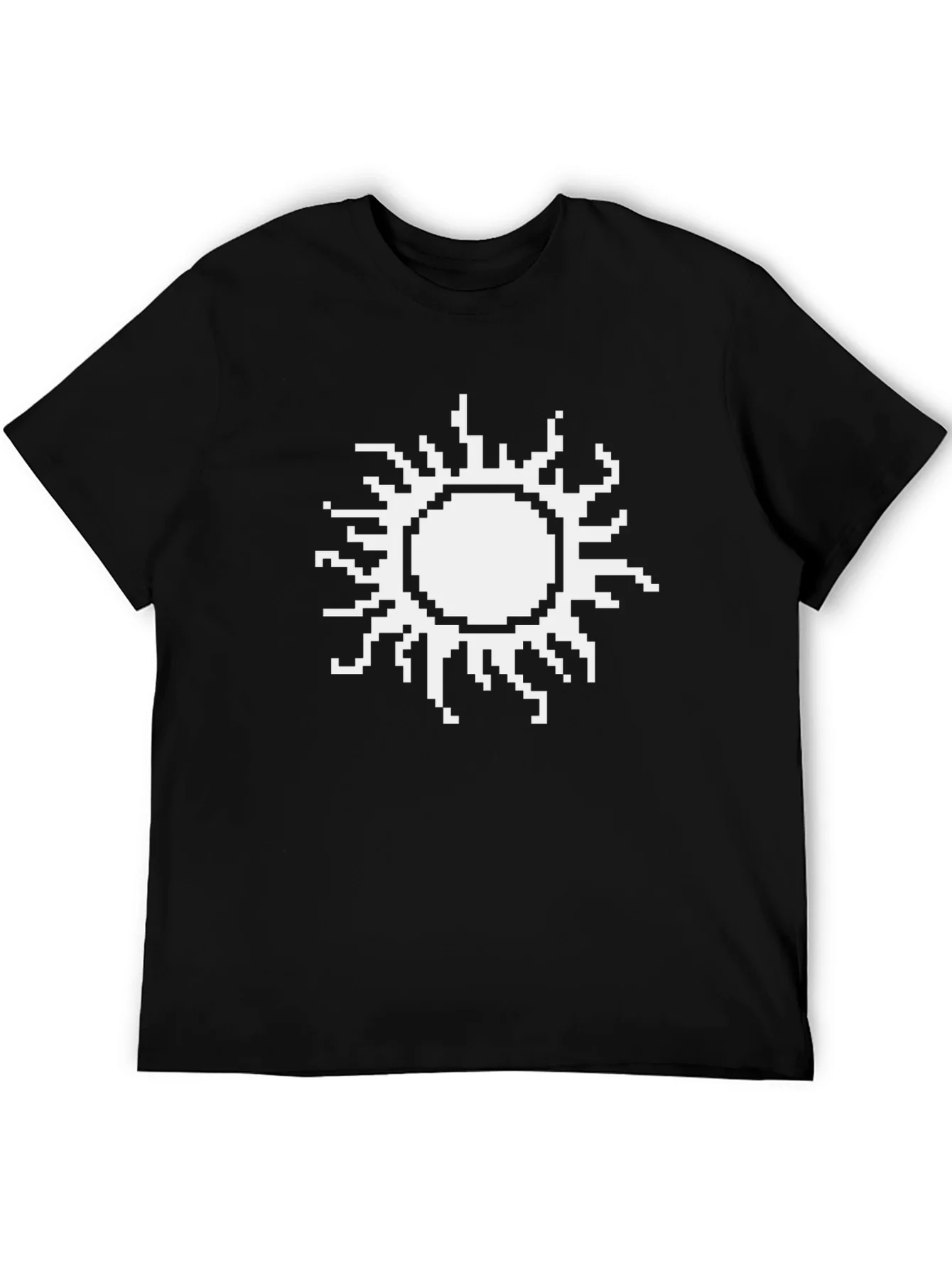 Pixel Sun Graphic Tee - Black Cotton T-Shirt
