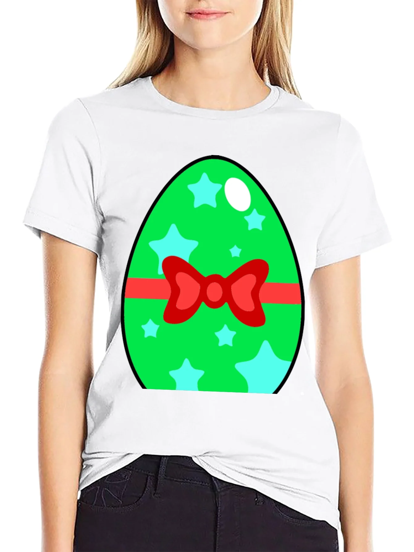 Easter Egg T-Shirt - Green Star Bow Tie