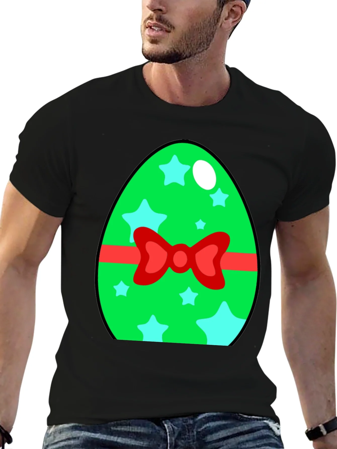 Easter Egg T-Shirt - Green Star Bow Tie