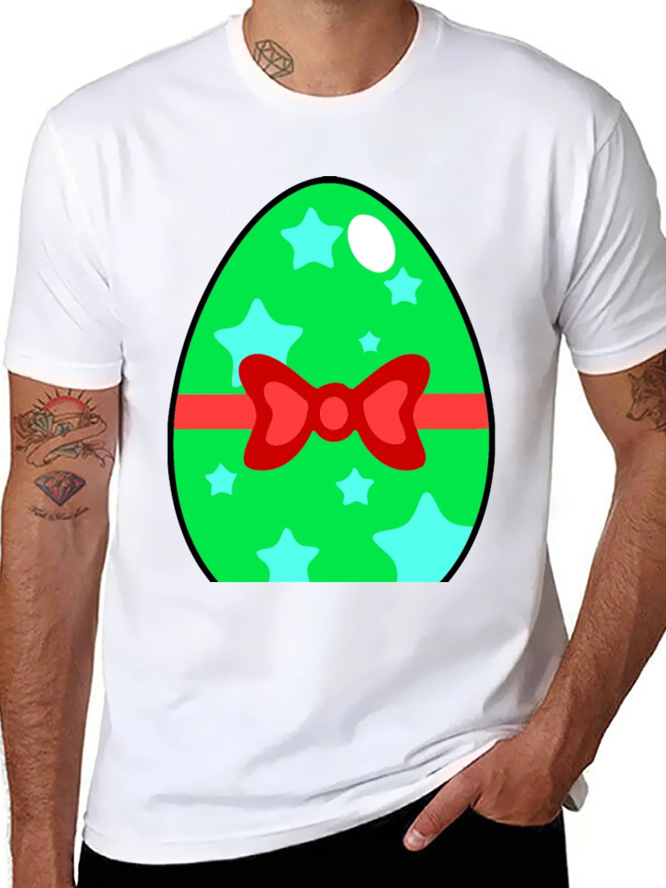 Easter Egg T-Shirt - Green Star Bow Tie