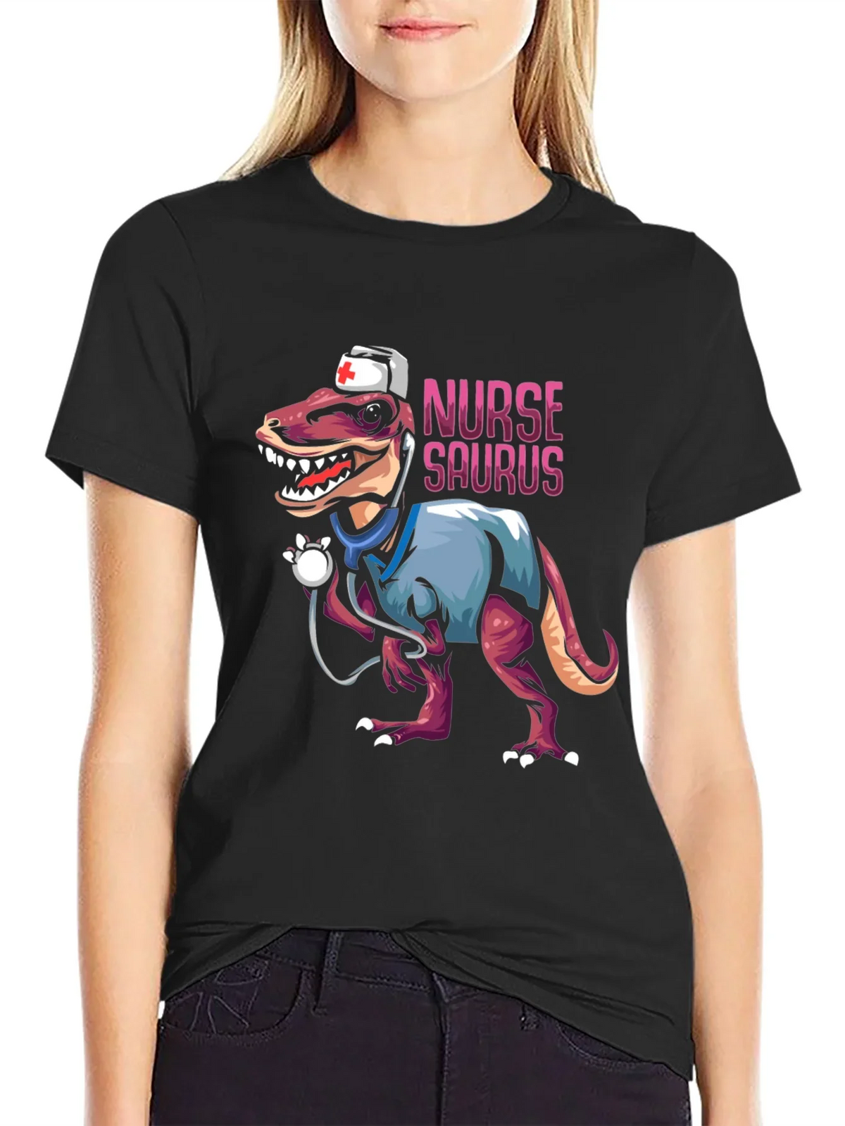 Nurse Saurus T-Shirt - Funny Dinosaur Graphic Tee